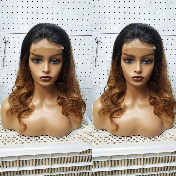 Ombre 1B 27 Body Wave 4x4 Lace Wig Brazilian Human Hair Wigs